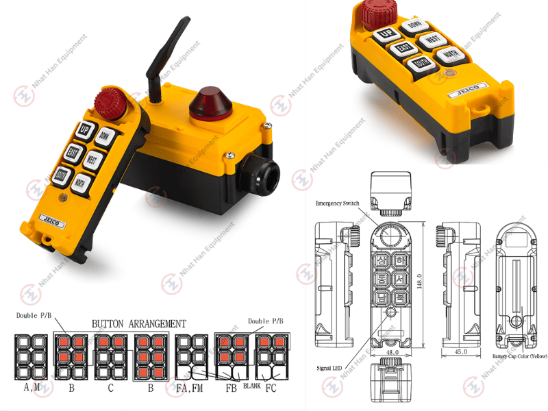 Điều khiển từ xa cầu trục jeico 6K