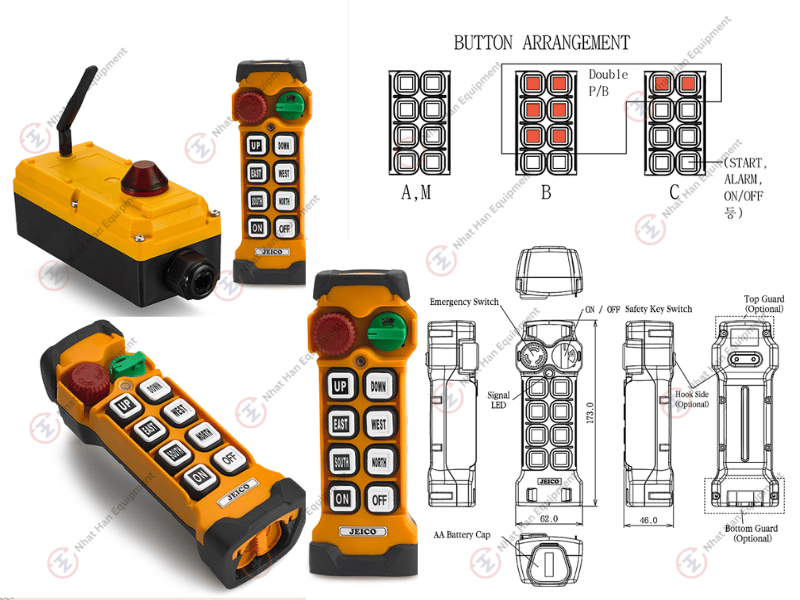 Điều khiển từ xa cầu trục Jeico 8K