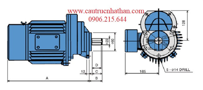 Động cơ dầm biên cầu trục là thiết bị cùng với palang cáp điện dầm đơn 5 tấn lắp đặt cho hệ thống cầu trục 5 tấn